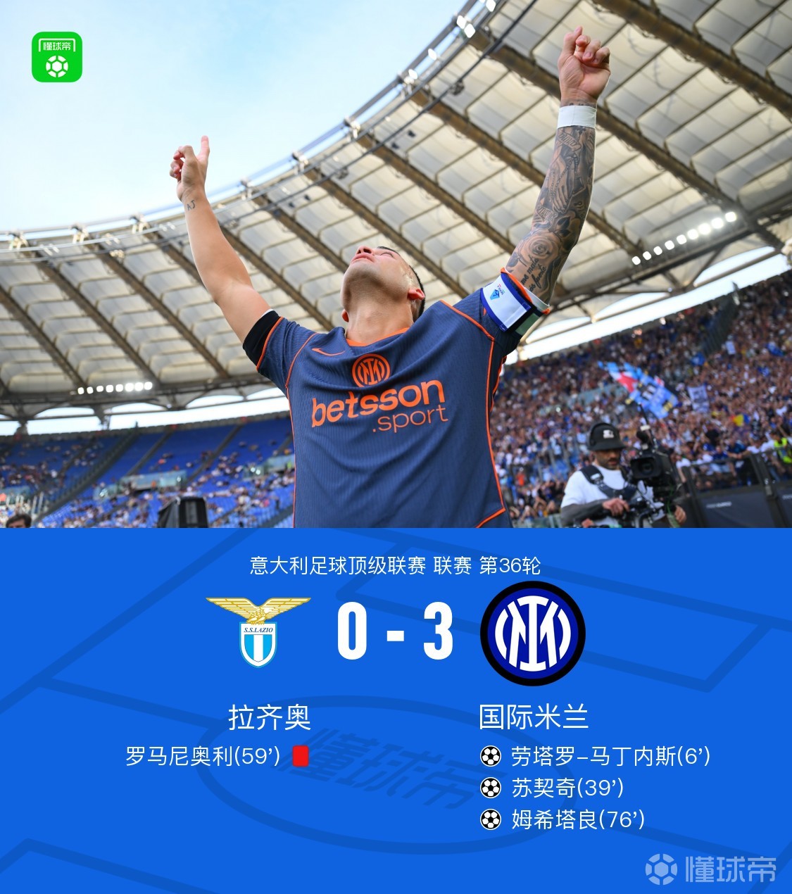 剑南春｜国米3-0拉齐奥，劳塔罗传射建功，苏契奇、姆希塔良破门